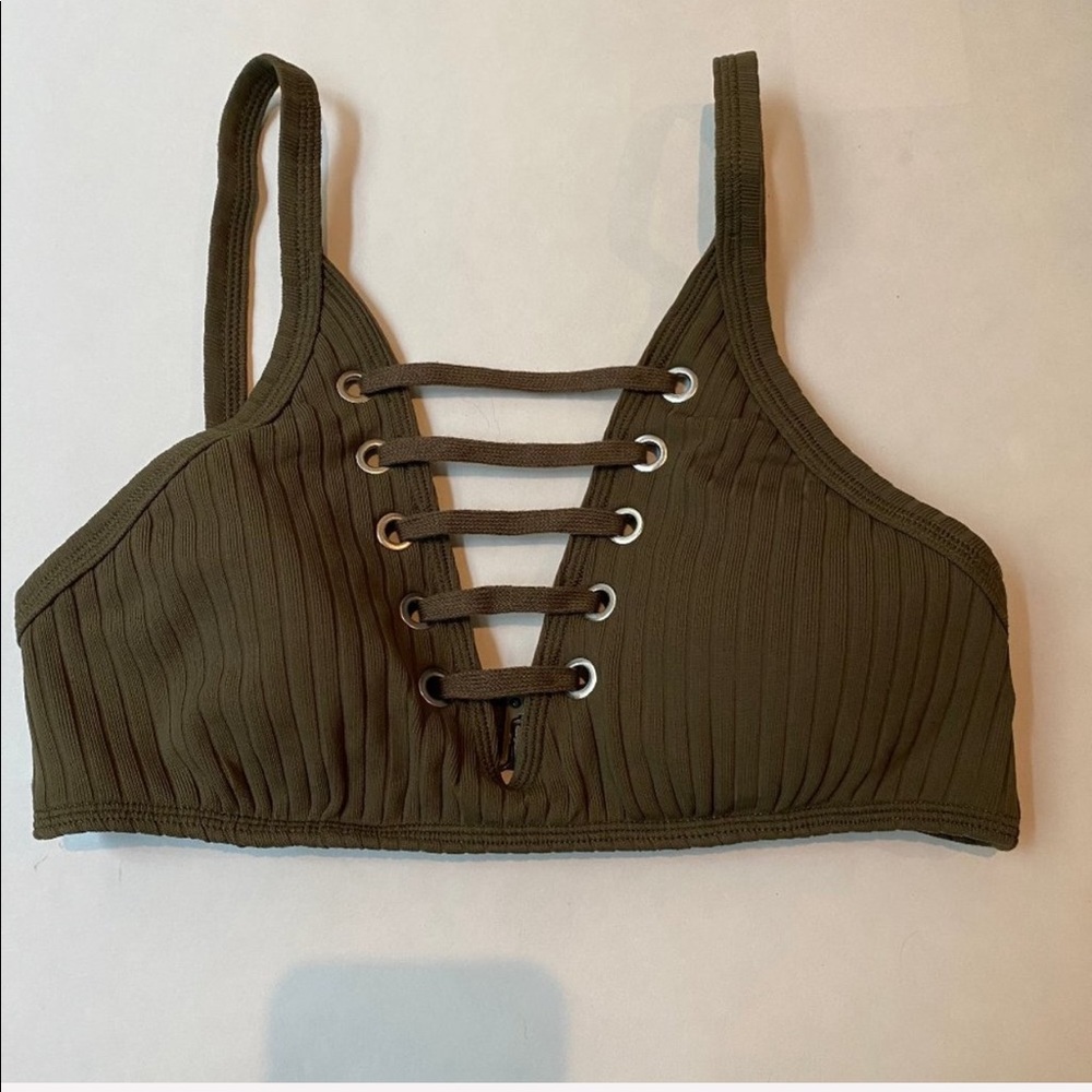 Seafolly Australia Olive Green Ribbed Bikini Top